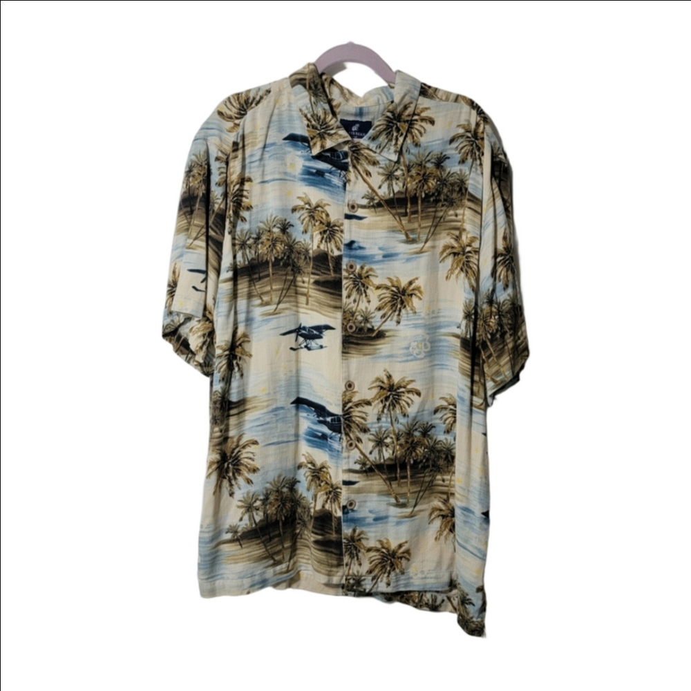 CARIBBEAN JOE ISLAND SUPPLY CO 100% SILK Button Down Tropical Shirt XXL
